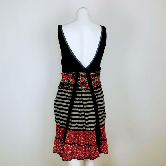 Free People Artsy Floral Stripe Contrast Dress Tie - Picture 5 of 6